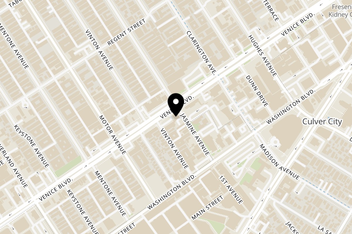 Map showing the location of Annapurna Cuisine on 10200 Venice Blvd. in Culver City
